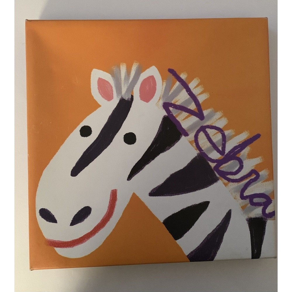 Kidsline Kid's Room Zebra 12 x 12 Wall Art Canvas Safari Zoo Playroom  Decor